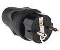 Netstekker, CEE 7/7-stekker, Rubber, Zwart, 250V